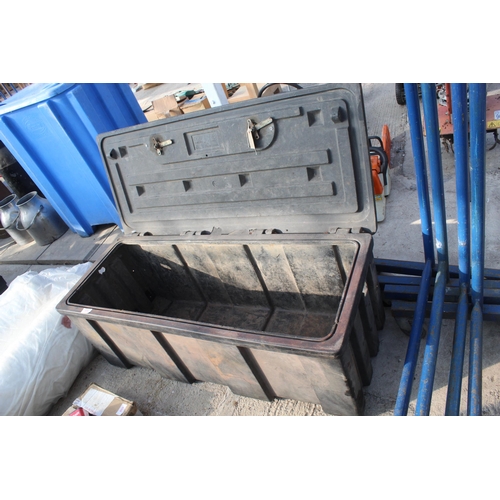 A LARGE PLASTIC STORAGE TRUNK NO VAT