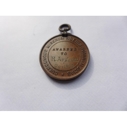 310 - A CASED EDWARD VII BRONZE LIFE SAVING MEDAL, 32MM, AWARDED TO H ARSCOTT OCTOBER 1903