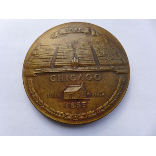 314 - A U.S.A. BRONZE CRANE AND CO 75TH ANNIVERSARY 62MM MEDAL DATED 1930