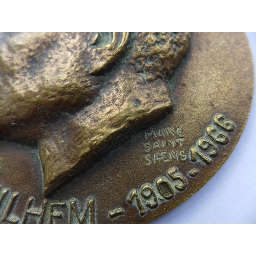 319 - A LARGE FRENCH PAUL GUILHEM (1905-1966) BRONZE UNIFACE MEDAL BY MARC SAINT SAENS, 100MM