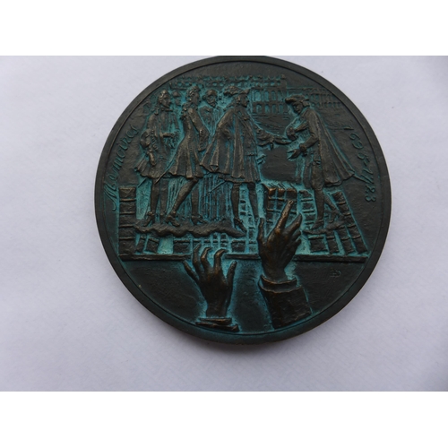 327 - A FRENCH BRONZE LOUIS DUC DE SAINT SIMON PAIR DE FRANCE 1675-1755 MEDAL BY H.DROPSY, 67MM