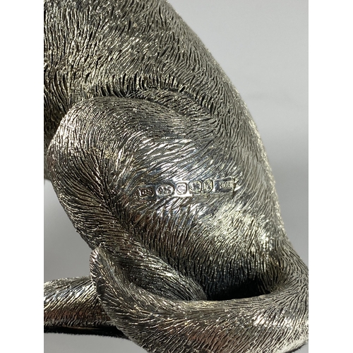 10 - A LARGE HALLMARKED SILVER FILLED CAMELOT SILVERWARE LTD MODEL OF A SEATED LABRADOR, HEIGHT 15CM