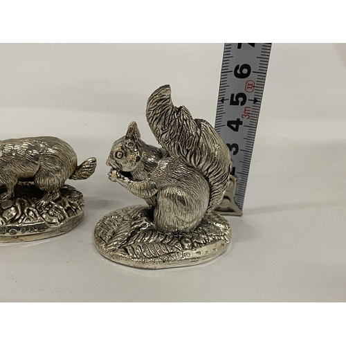 22 - TWO HALLMARKED SILVER FILLED CAMELOT SILVERWARE LTD ANIMALS - SQUIRREL & BADGER