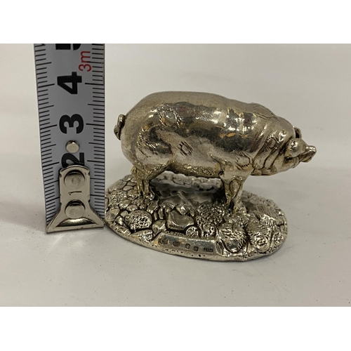 23 - A HALLMARKED SILVER FILLED CAMELOT SILVERWARE LTD PIG FIGURE