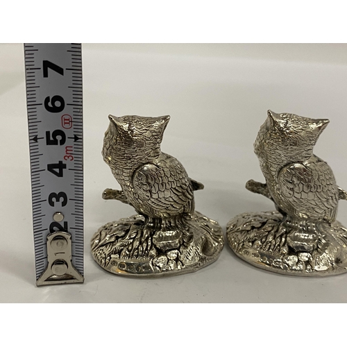 25 - TWO HALLMARKED SILVER FILLED CAMELOT SILVERWARE LTD OWL FIGURES