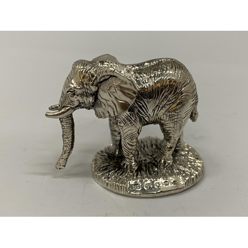 28 - A HALLMARKED SILVER FILLED CAMELOT SILVERWARE LTD ELEPHANT FIGURE