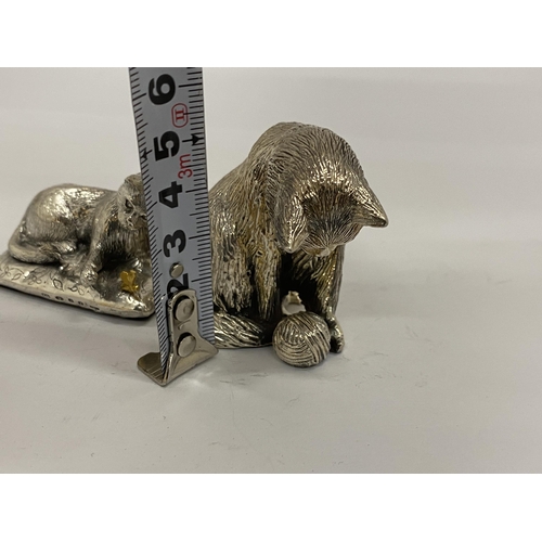30 - TWO HALLMARKED SILVER FILLED CAMELOT SILVERWARE LTD CAT FIGURES