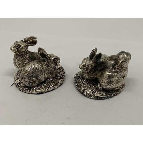 31 - TWO HALLMARKED SILVER FILLED CAMELOT SILVERWARE LTD RABBIT FIGURES