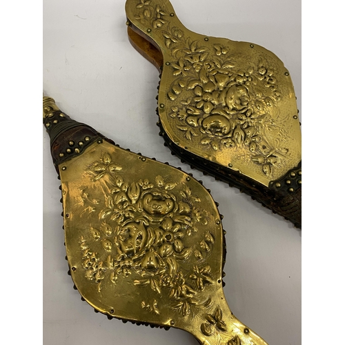 34 - A PAIR OF MATCHING VINTAGE BRASS BELLOWS