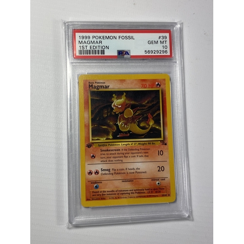 42 - A PSA 1999 1ST EDITION MAGMAR FOSSIL 39/62 POKEMON CARD - GRADED 10