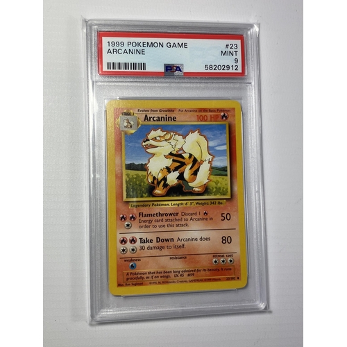 43 - A PSA 1999 ARCANINE 23/102 BASE SET POKEMON CARD - GRADED 9