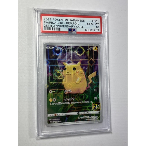 54 - A PSA 2021 JAPANESE 25TH ANNIVERSARY PIKACHU NO.001  REV.FOIL POKEMON CARD - GRADED 10