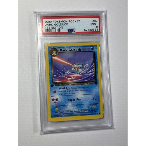 55 - A PSA 2000 1ST EDITION DARK GOLDUCK 37/82 TEAM ROCKET POKEMON CARD - GRADED 9