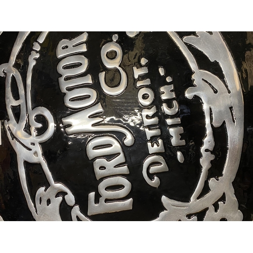 100 - A CHROME AND BLACK FORD MOTOR CO. DETROIT SIGN DIAMETER 49.5CM