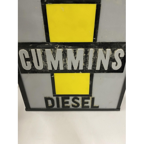 101 - A CUMMINS DIESEL ILLUMINATED BOX SIGN, 43 X 39 X 10CM