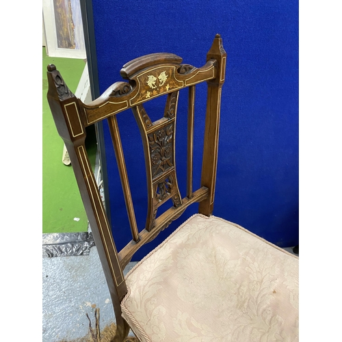 116 - A PAIR OF EDWARDIAN INLAID BEDROOM CHAIRS