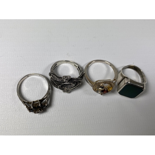 602 - FOUR ASSORTED SILVER RINGS