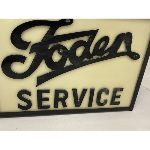 76 - A FODEN SERVICE ILLUMINATED BOX SIGN, 27 X 38 X 10CM