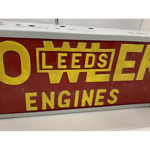 82 - A FOWLER LEEDS ENGINES ILLUMINATED BOX SIGN, 24 X 57 X 10CM