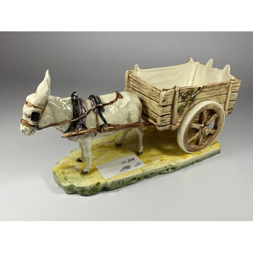 837 - A VINTAGE ROYAL DUX HORSE AND CART MODEL, EAR A/F, LENGTH 29CM