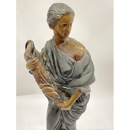 95 - A BRONZE MODEL OF A LADY, HEIGHT 41CM