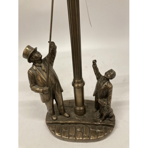 146 - A SPELTER FIGURE OF A LAMPLIGHTER HEIGHT 32CM