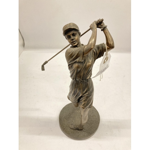 149 - A SPELTER FIGURE OF A GOLFER HEIGHT 27CM