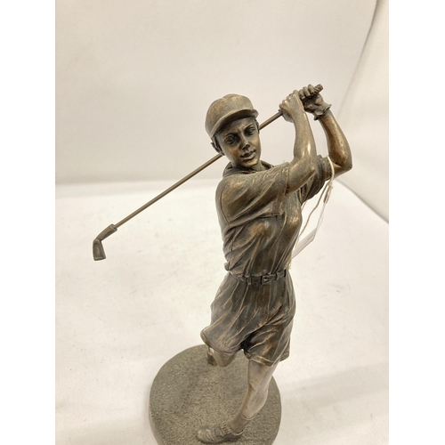 149 - A SPELTER FIGURE OF A GOLFER HEIGHT 27CM