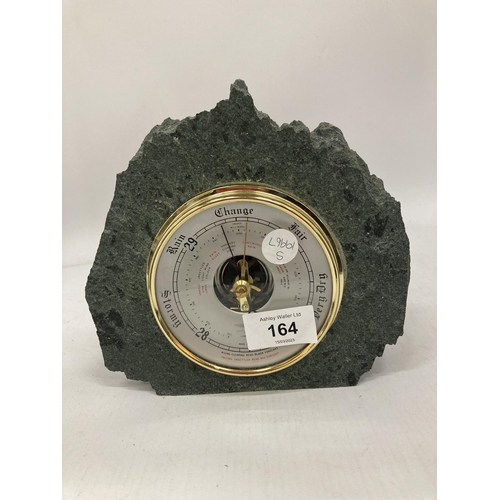 164 - A SLATE AND BRASS BAROMETER