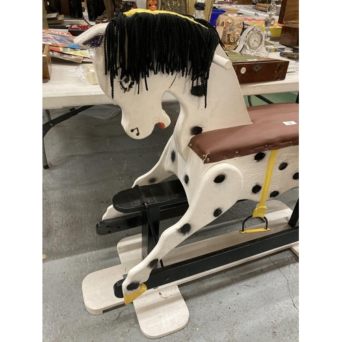 196 - A LARGE WOODEN ROCKING HORSE, HEIGHT TO SEAT APPROX 63CM LENGTH 124CM