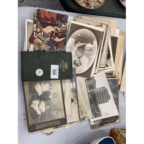 209 - A QUANTITY OF EPHEMERA TO INCLUDE PHOTOGRAPHS, CERTIFICATES ETC