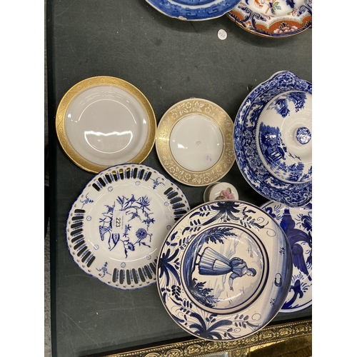 223 - VARIOIUS CERAMICS TO INCLUDE BLUE AND WHITE WARE, SPODE, MINTON ETC