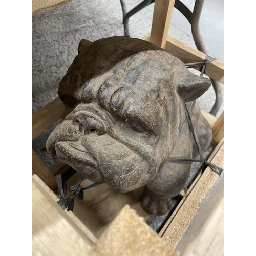 267 - A LARGE BULLDOG CARVED FROM VOLCANIC ROCK HEIGHT 41CM