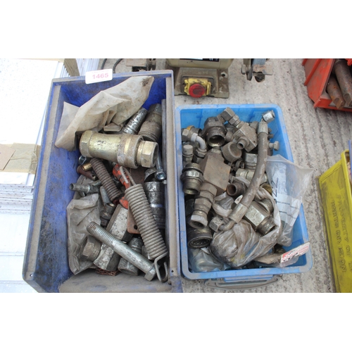 1465 - 3 BOXES OF HYDRAULIC CONNECTORS, NUTS AND BOLTS  NO VAT