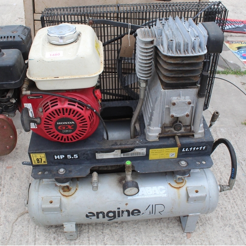 1480 - ABAC TWIN TANK COMPRESSOR WITH HONDA GX160 ENGINE 5.5 HP  NO VAT