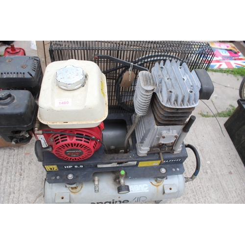 1480 - ABAC TWIN TANK COMPRESSOR WITH HONDA GX160 ENGINE 5.5 HP  NO VAT