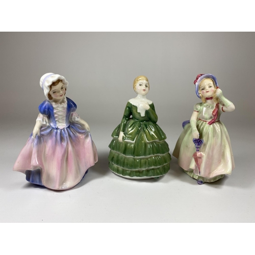 781 - THREE SMALL ROYAL DOULTON FIGURES - BELLE, BABIE & DINKY DO