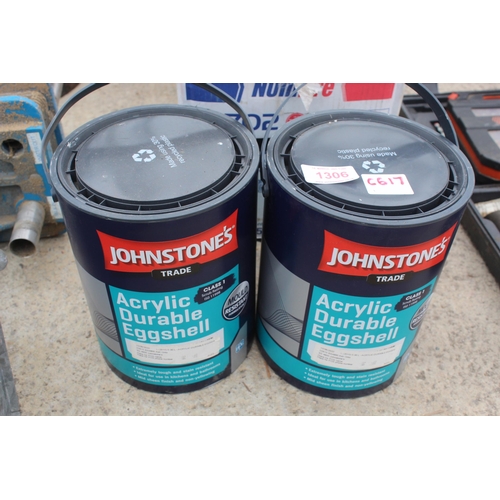 1306 - 2 X 5 litre ASH GREY PAINT  NO  VAT