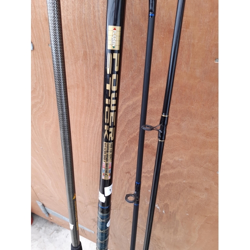 TWO BEACH FISHING RODS TO INCLUDE A FLADEN POWERSTICK 12FT AND A 12FT  GRANDESLAM SEAMASTER TO ALSO I