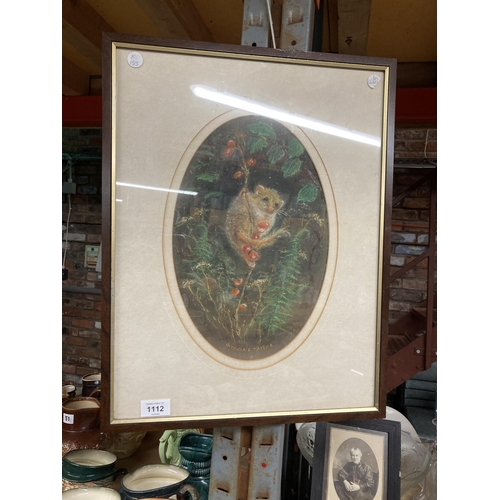 1112 - A FRAMED PATRICIA E TAYLOR PRINT OF A DORMOUSE