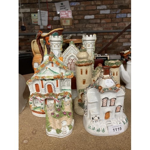 1115 - FIVE VINTAGE STAFFORDSHIRE COTTAGES, ETC