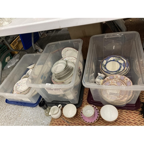 751 - THREE BOXES OF ASSORTED DINNER WARE AND CERAMICS TO INCLUDE ROYAL DOULTON BERKSHIRE PATTERN ETC