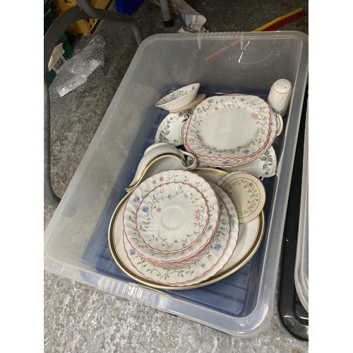 751 - THREE BOXES OF ASSORTED DINNER WARE AND CERAMICS TO INCLUDE ROYAL DOULTON BERKSHIRE PATTERN ETC