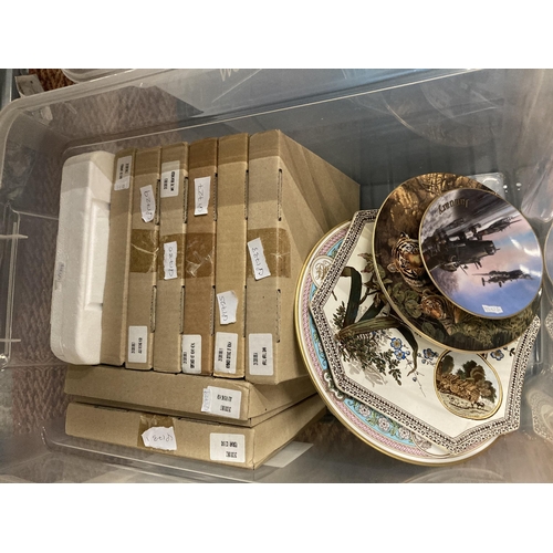 765 - THREE BOXES OF ASSORTED BOXED COLLECTORS PLATES, WEDGWOOD, ROYAL WORCESTER ETC