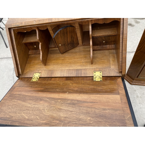 2995 - A WALNUT EFFECT KNEEHOLE PEDESTAL BUREAU