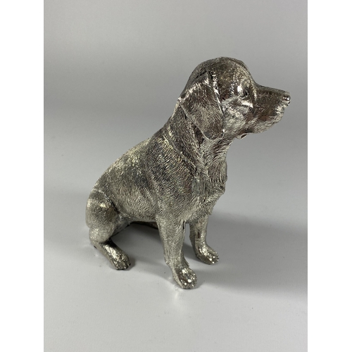 10 - A LARGE HALLMARKED SILVER FILLED CAMELOT SILVERWARE LTD MODEL OF A SEATED LABRADOR, HEIGHT 15CM