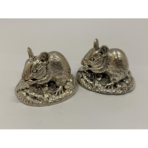 24 - TWO HALLMARKED SILVER FILLED CAMELOT SILVERWARE LTD MICE FIGURES
