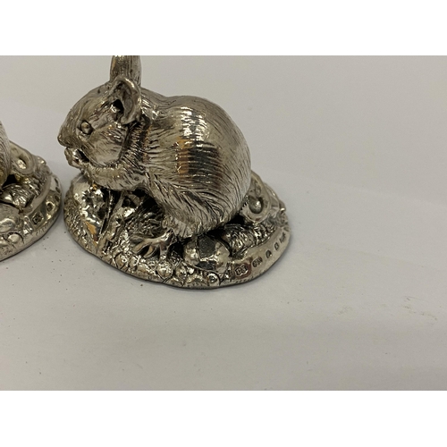 24 - TWO HALLMARKED SILVER FILLED CAMELOT SILVERWARE LTD MICE FIGURES