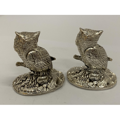 25 - TWO HALLMARKED SILVER FILLED CAMELOT SILVERWARE LTD OWL FIGURES