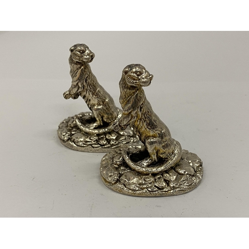 26 - TWO HALLMARKED SILVER FILLED CAMELOT SILVERWARE LTD OTTER FIGURES